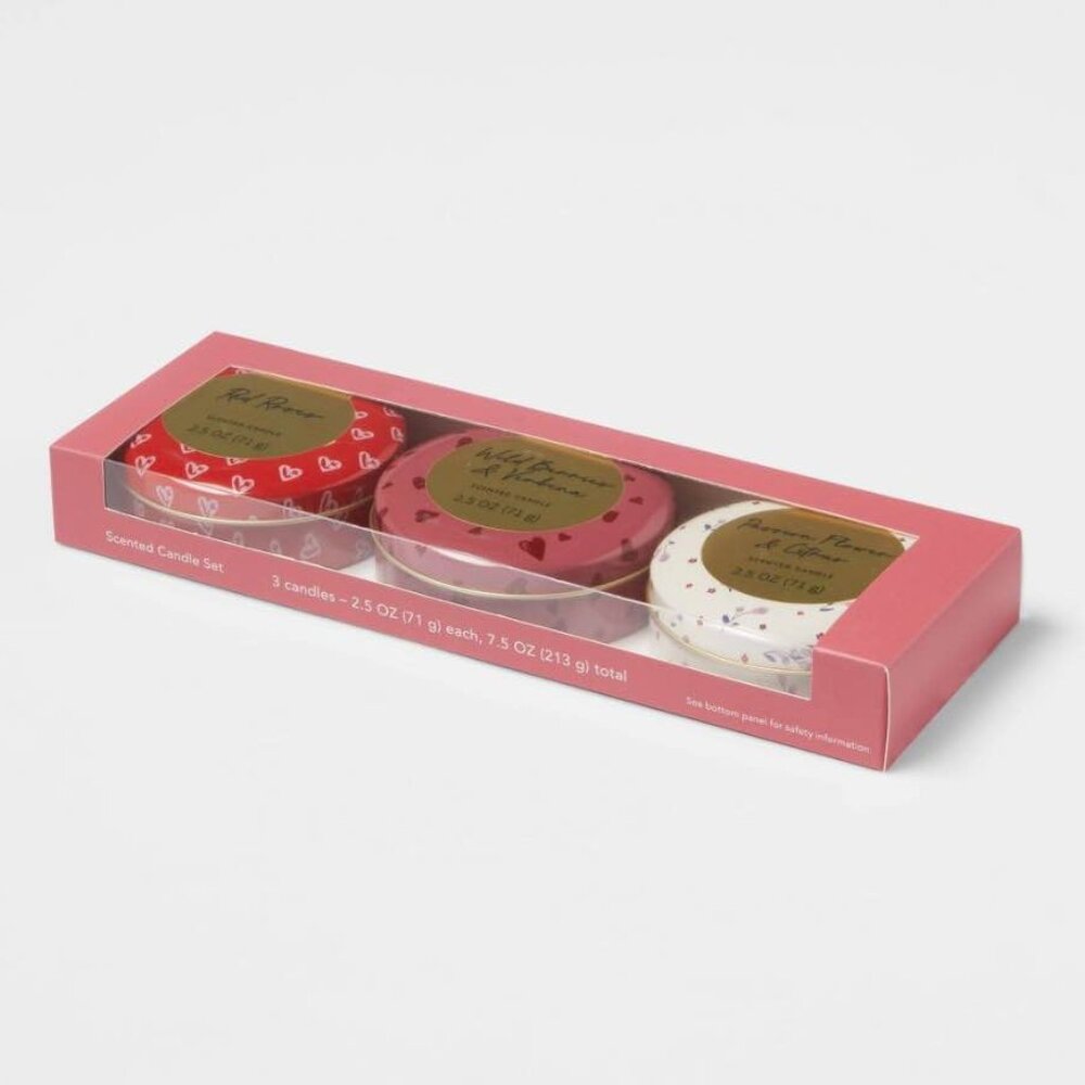 2.5 oz. Valentine's Round Tin Set Candle